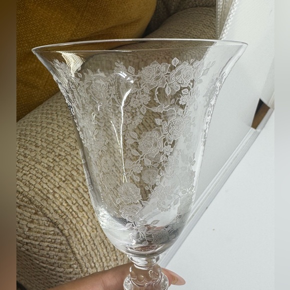 Tiffin Cherokee Rose Water Goblets Set Of 2 *READ* - Picture 4 of 12